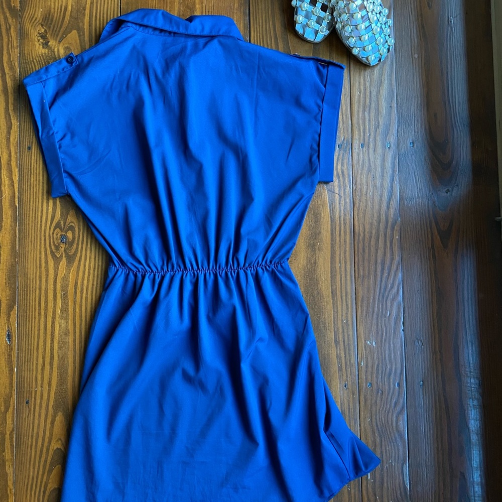 Basic Blue Collared Dress - Picture 2 of 6
